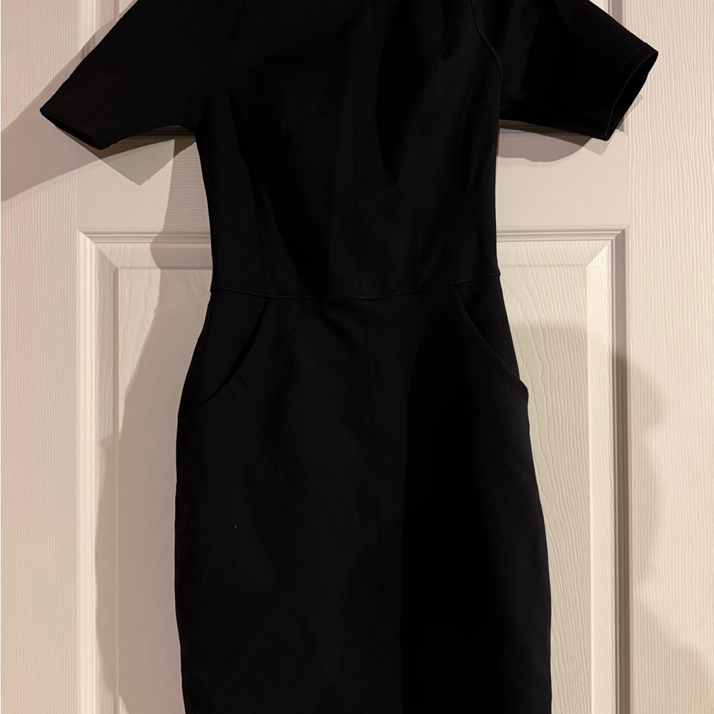lululemon athletica Black Short-Sleeve Midi Sheath Dress